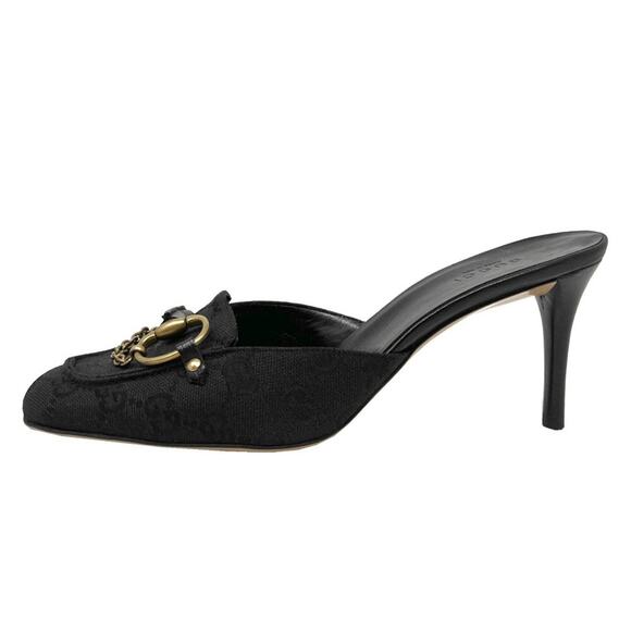 Gucci Retro Monogram Canvas Mule Pumps with Horsebit Chain – Size 37.5C - Picture 1 of 10